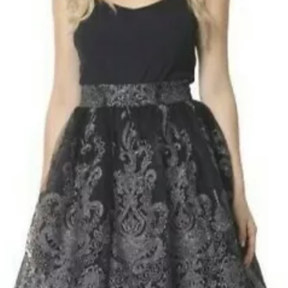 CHI CHI London Black Silver PARTY Holiday SKIRT - Picture 2 of 13